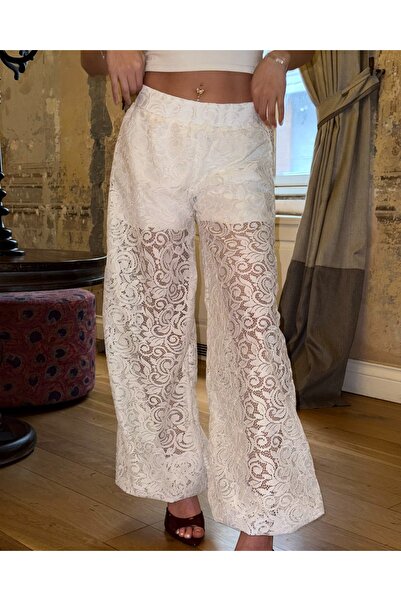 sajarsln Stretch Fabric Shalwar Trousers with Lace Patterned Shorts