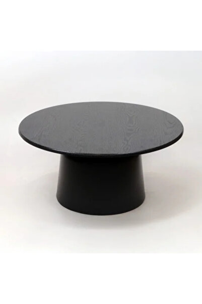 Generic Black wooden serving table with metal base, 80 x 39 cm