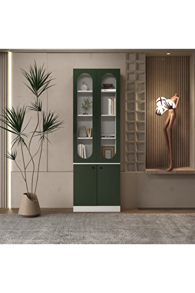 klubeconcept ARC LED’li Beyaz Kemerli Kitaplık %100 MDF 70×30×210 cm