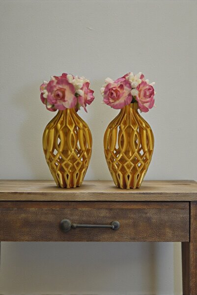 Uztech Double Decorative Gift Mini Vase with Flowers