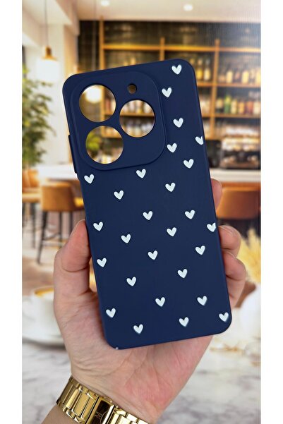 Vip Case Tecno Spark 20/20C Uyumlu Mini Beyaz Kalp Desenli Silikon Darbe Emic...
