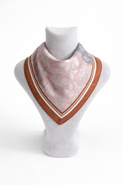 Vanelia Powder Gray Leaf Motif Scarf Bandana - 50X50 cm
