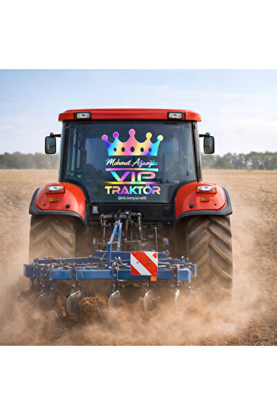 AlpiLeo Özel İsimli Traktör Cam Sticker - Kral Tacı VIP Traktör Yazısı - 28x3...