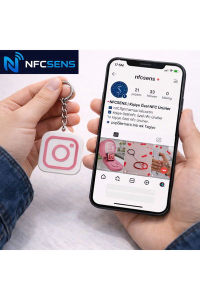 NFCSENS NFC Instagram Anahtarlık | Tek Dokunuşla Profil Açılır | Temassız Pay...