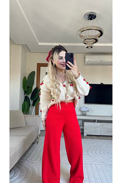 Yasmin Butik Cherry Detailed Knitwear Cardigan