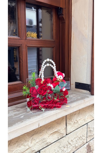 LAYLAEVENTS Trandafiri de catifea în geantă din acril cu design special - flo...