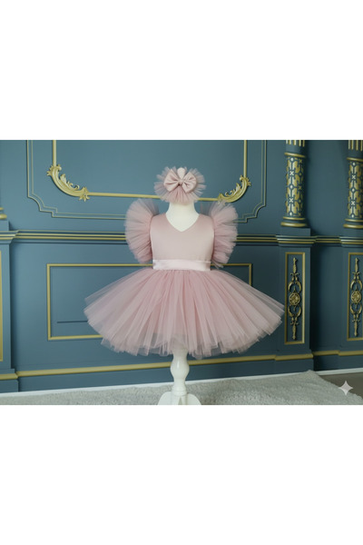 Star Kids Girl's Powder Pink Tutu Dress, Girl's Evening Dress