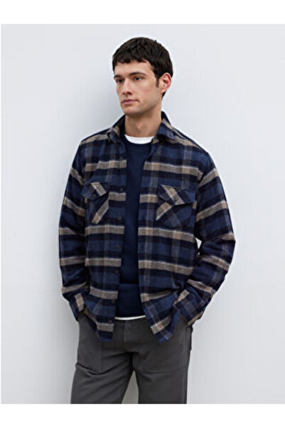 LC Waikiki Artı-Store Men's Plaid Patterned Shirt, Made of Flannel Fabric. Lo...