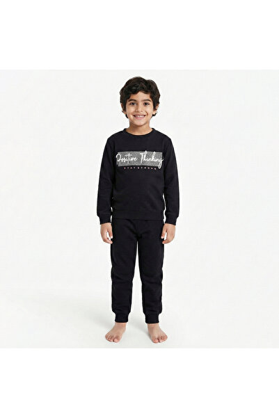 levanapajamas Boys' cotton pajama set - black with a modern print