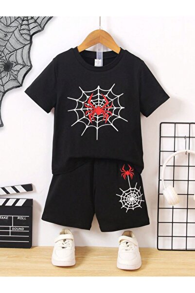 Nice Clothes Children's Tracksuit Set Hooded Unisex Spider Web Print