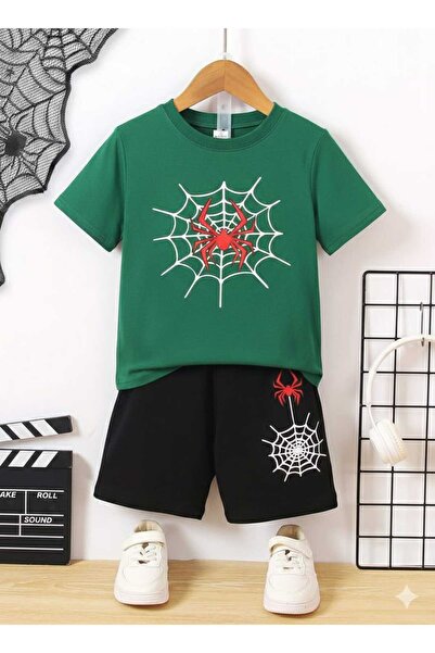 Nice Clothes Children's Tracksuit Set Hooded Unisex Spider Web Print