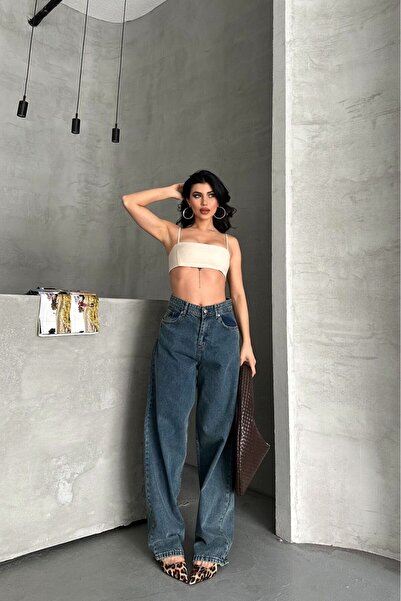 AYSAMOOD Baggy Dark Blue Jeans Trousers