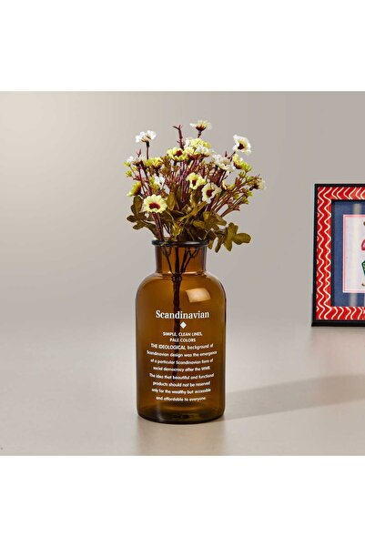 KUT FLY ديكو - مزهرية زجاجية إسكندنافية - عنبر - 20x10 سم