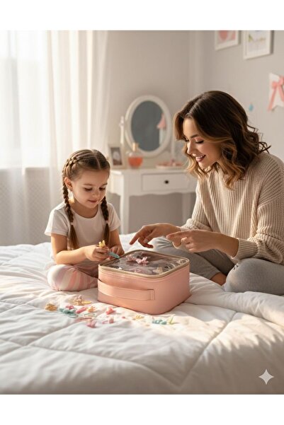 GenelTedarik Makyaj Çantası Pudra Pembe Makyaj Kutusu Şeffaf Kozmatik Çantası...