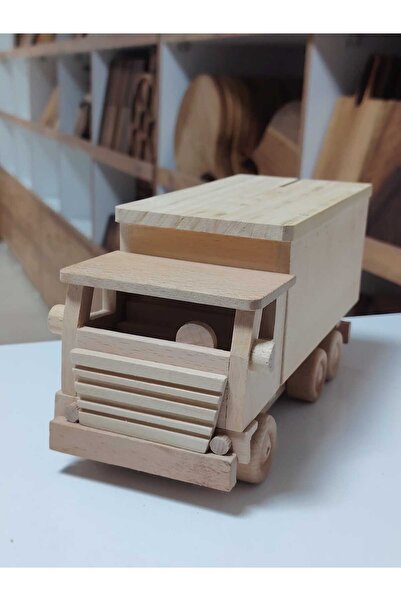WoodBay Ahşap Kumbara Kamyon–El Yapımı Boyanabilir Dekoratif Para Biriktirme ...
