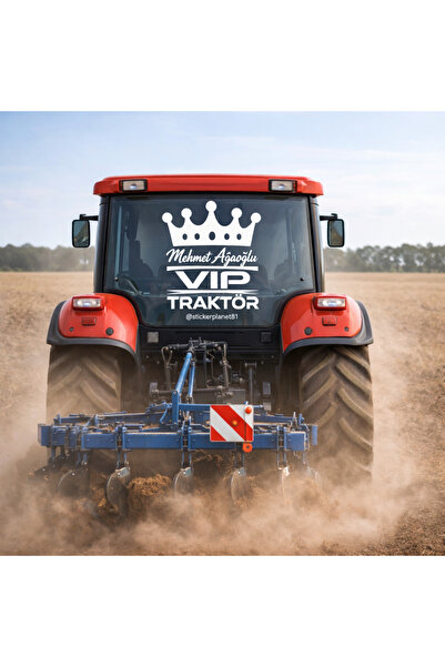 AlpiLeo Özel İsimli Traktör Cam Sticker - Kral Tacı VIP Traktör Yazısı - 28x3...