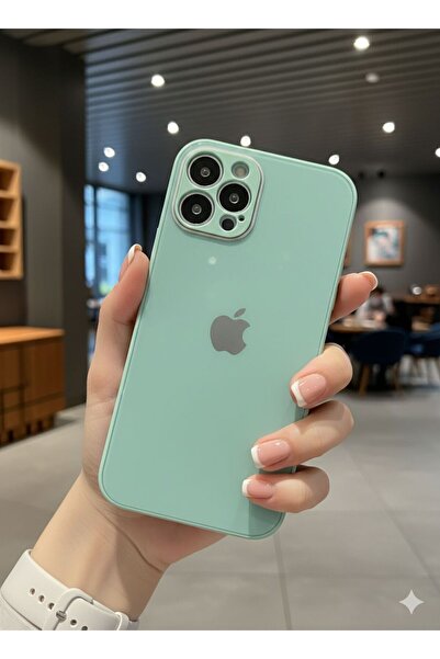 TECNOTREND İPhone 12 PRO Uyumlu LOGOLU Glass Arkası Cam Şık Tasarım Sert KAME...
