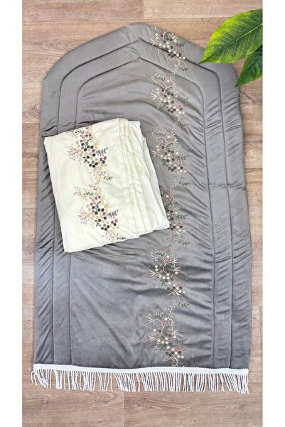 alzawia 1cm embroidered foam prayer rug with matching embroidered prayer mat ...