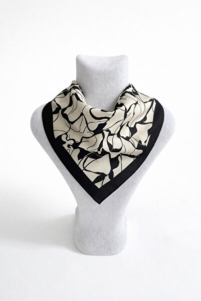 Vanelia باندانا وشاح مونو فلو أسود منقوش - 50x50 سم