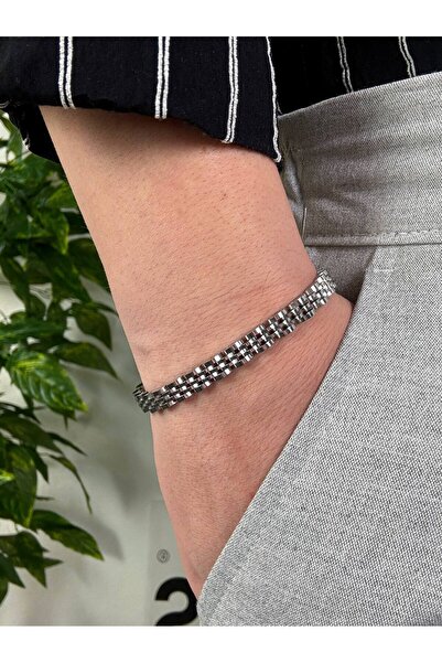 Arvens Silver Men's Stainless Steel Bracelet, Non-Tarnish, Non-Fade, Clip-On ...