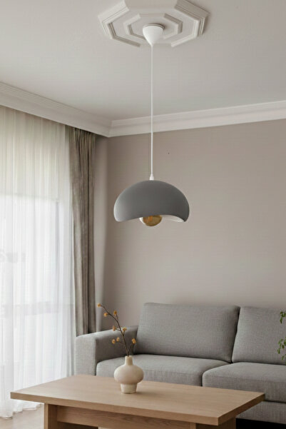 Shoprit Modern Retro İskandinav Tasarım Beton Görünümlü Tekli Sarkıt Avize Mu...