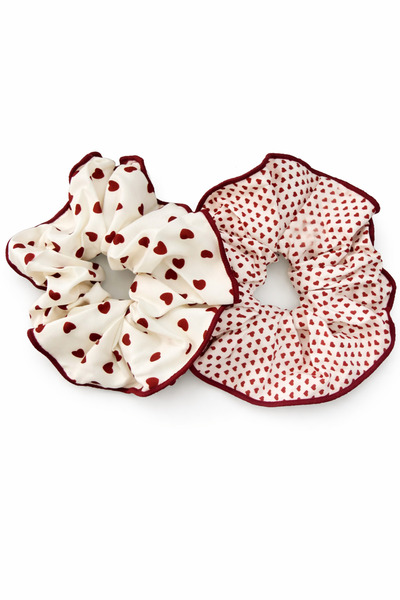 Louen lucie 2 li scrunchies Lastikli simit toka fiyonk desenli