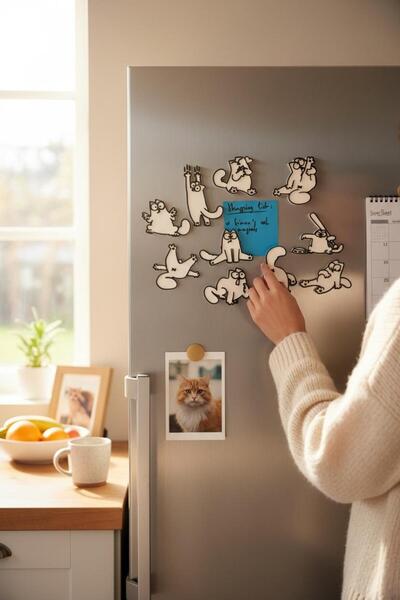 Bihome Ev Dekor & Hediyelik Sevimli 10'lu Kedi Figürlü Magnet Seti – Dekorati...