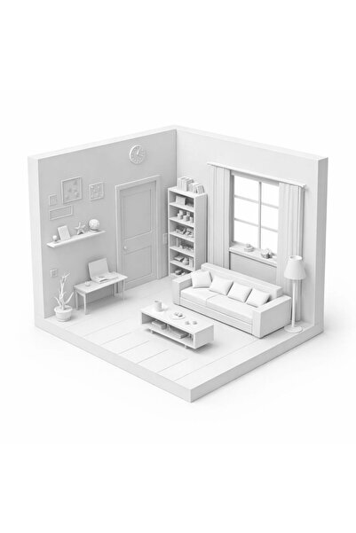Artzone Dollhouse Maket Diaroma Oturma Odası Seti 1/20
