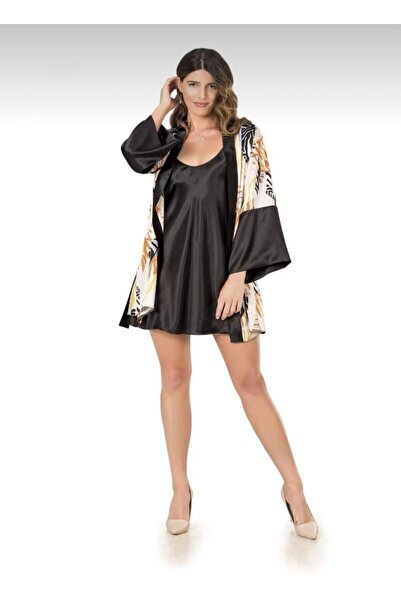 Black Rose Night Kadın Sabahlık Gecelik Takımı