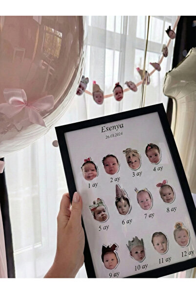 eninaco Kişiye Özel 1 Yaş Panosu İlk Yıl Anı Tablo 12 Aylık Bebek Gelişim Fot...