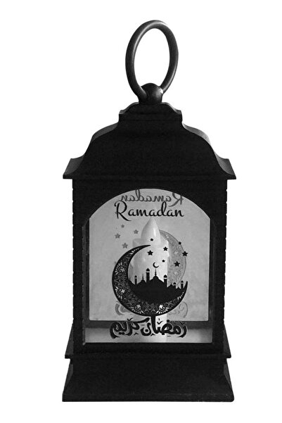 AZOZ MERCHLY فانوس رمضان، يعمل بالبطارية، مقاس 13×4×7 سم، أسود