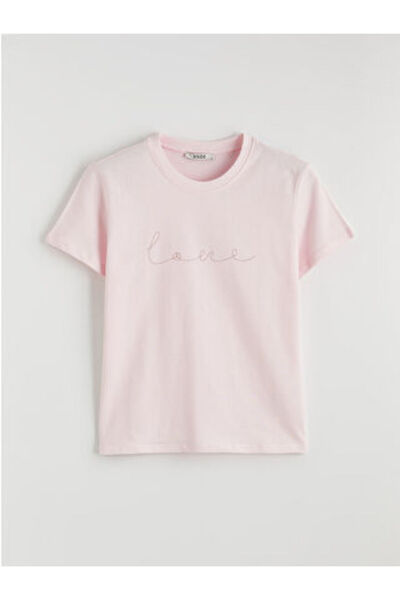 LC Waikiki artı-store Γυναικείο μπλουζάκι από βαμβακερό ύφασμα με λαιμόκοψη π...