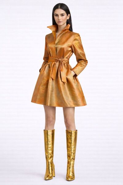 UNTIMELY Mini Taffeta Shirt Dress with Belt Detail and Pockets