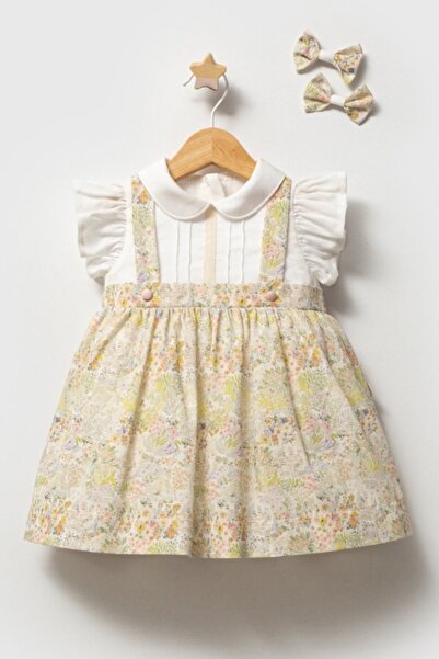 MixMax Bebe Baby Girl Ethnic Floral Patterned Short Sleeve 2-Piece Buckle Dre...