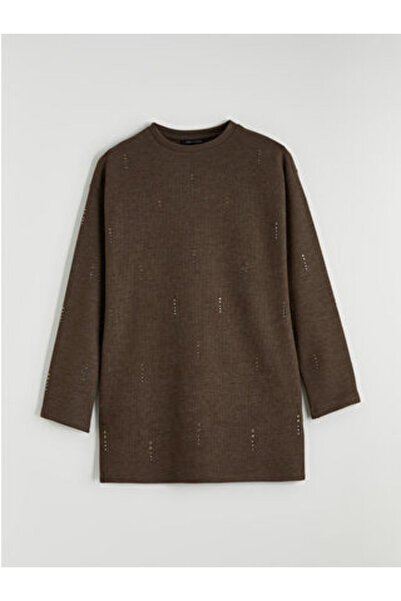 LC Waikiki artı-store Γυναικείο φούτερ τουνίκ με λαιμόκοψη ποδηλάτου και μακρ...