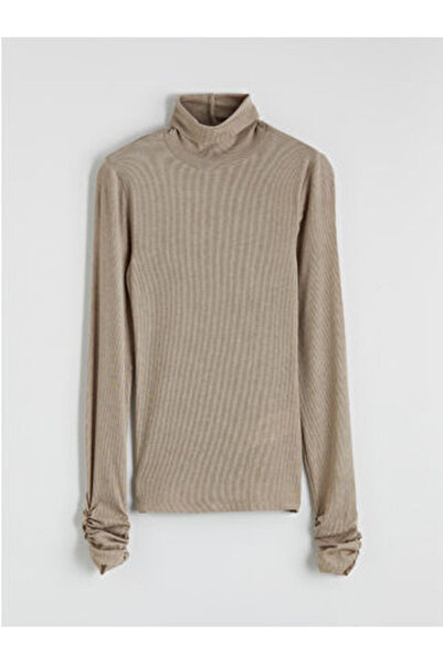 LC Waikiki M1 Sezon Beige Mock Neck Women's Bodysuit