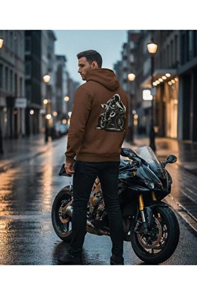 DİVİN Hooded Motorcycle Spirit Oversized Sweatshirt