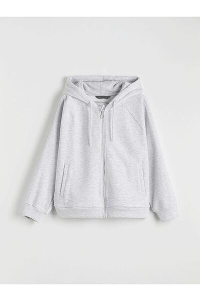 LC Waikiki Lcw Limitless Gray Women's Oversize Thick Zippered Sweatshirt with...