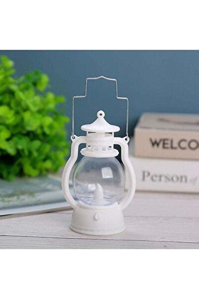 AZOZ MERCHLY فانوس رمضاني حي، يعمل بالبطارية، مقاس 7.5 × 12.5 سم، أبيض