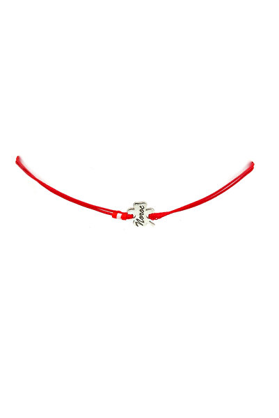 Ermara Jewelry 925 silver martisor bracelet with cord and clover ''Lucky'' 8 mm