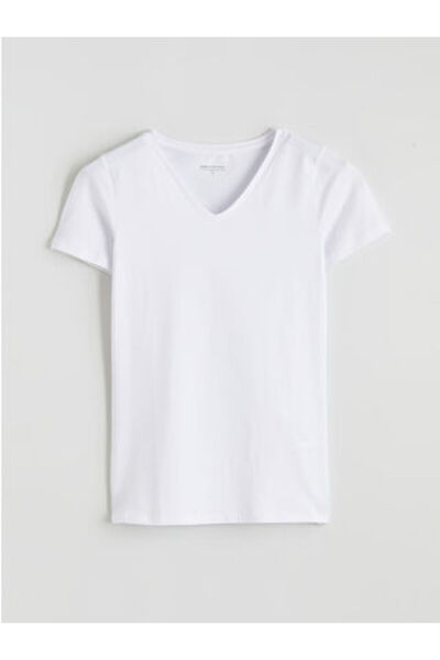 LC Waikiki M1 Sezon White V-Neck Women's T-Shirt