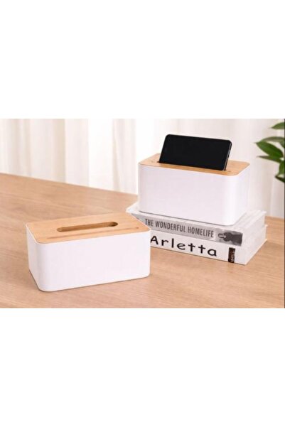 Generic علبة مناديل متعددة الاستخدامات بغطاء خشبي