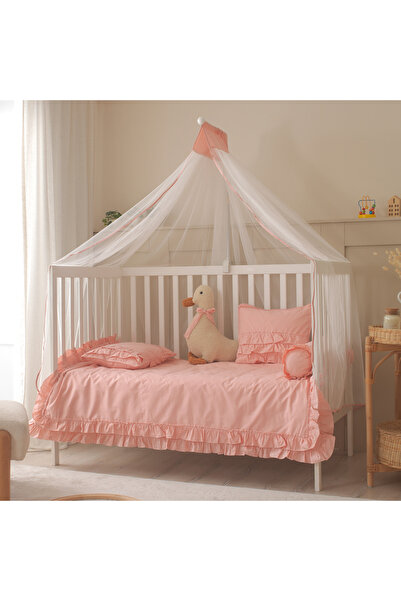 JOYFUL KIDS Luna Pink Baby Sleeping Set - Ruffled Cylinder Edge Protection - ...