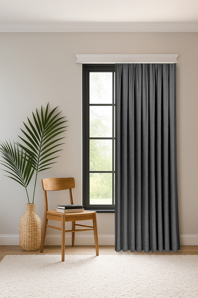 Gauze Fabric Design Sapphire Velvet Textured Anthracite Extra-Thick High Qual...