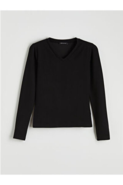 LC Waikiki M1 Sezon Black V-Neck Women's Bodysuit