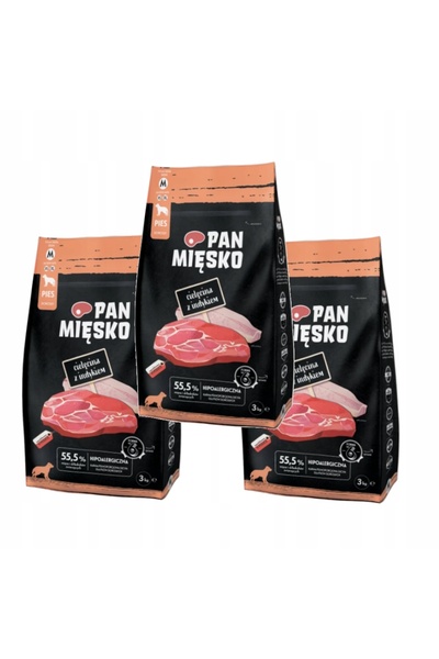 Other Pan Mięsko Hrană pentru câini cu vițel și chipsuri de curcan M 3x3kg