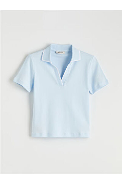 LC Waikiki artı-store Γυναικείο μπλουζάκι με γιακά πόλο και κοντά μανίκια, κα...