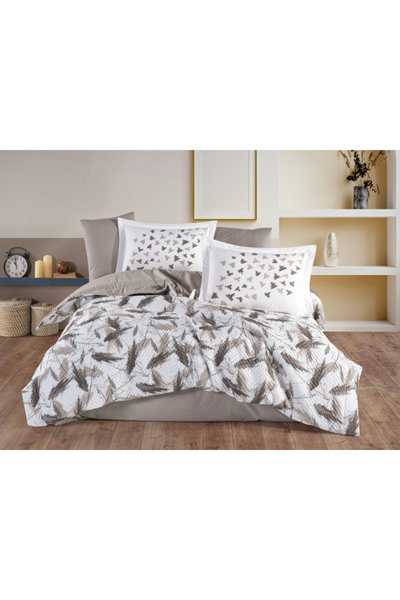 CASIMI Poplin Cotton Bedding Set, Quilted, 2 Persons - Silva