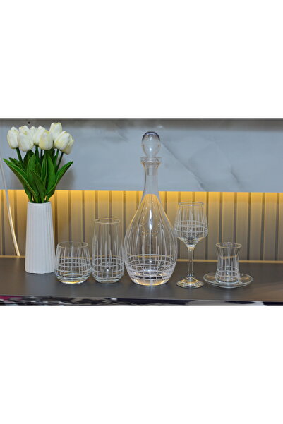 CAM LÜX 61 PARÇA 12 KİŞİLİK ÇEYİZLİK SOFRA SETİ EL DEKOR KESME