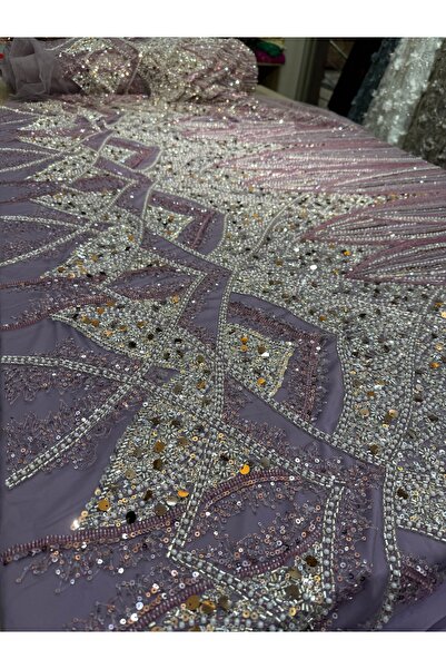 OsmanKumaşDantel Yoğun boncuk ve payet işlemeli dantel (100x150cm)